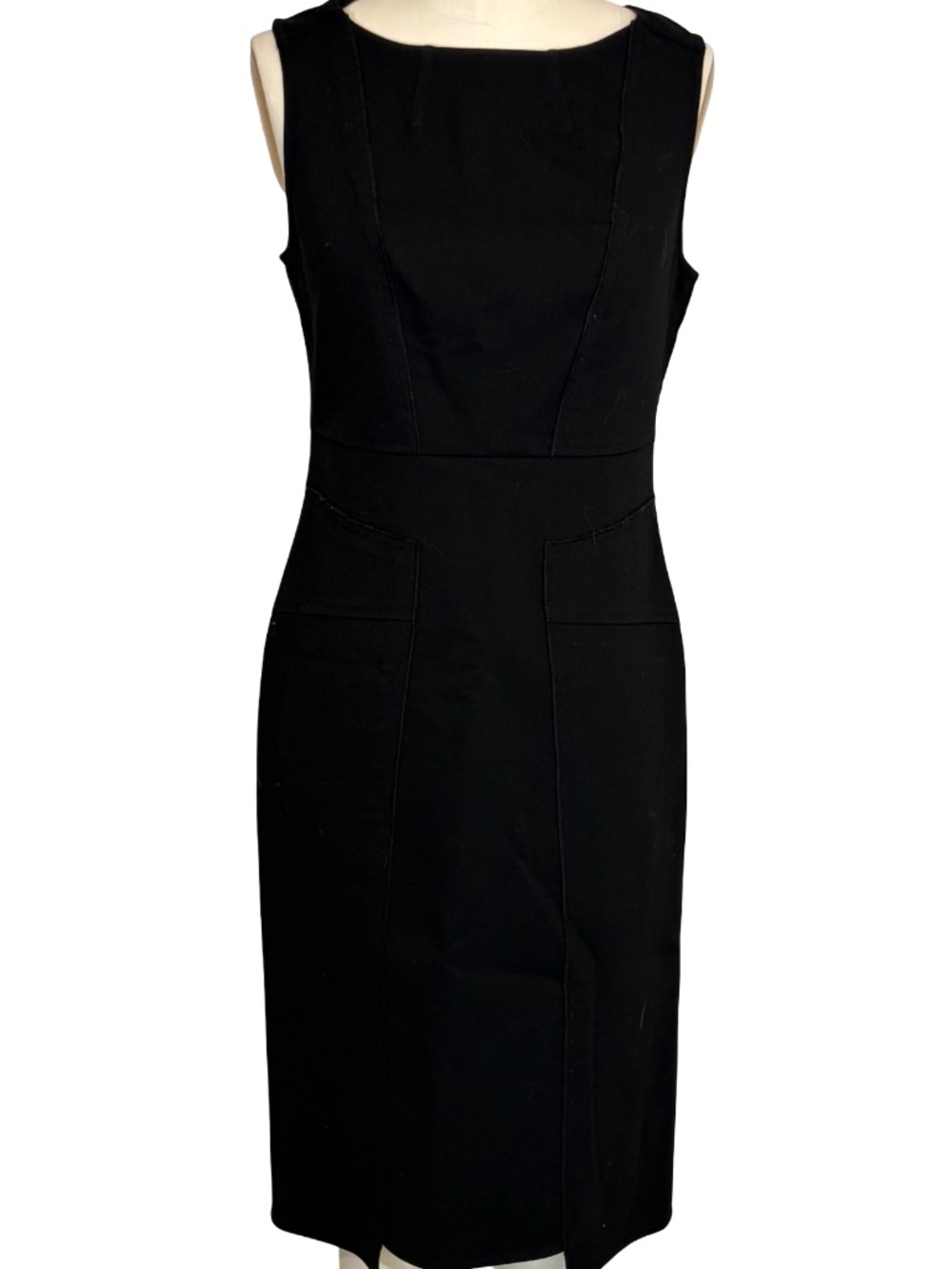 Magaschoni Collection Black Sleeveless Sheath Dress Boat Neckline Size 6